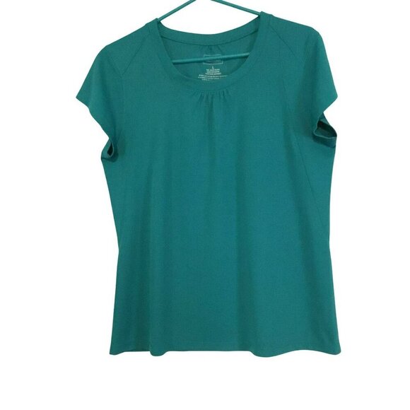L. L. Bean Performance Tee Short Sleeve Pullover Women's Large Aqua Activewear - Picture 1 of 8